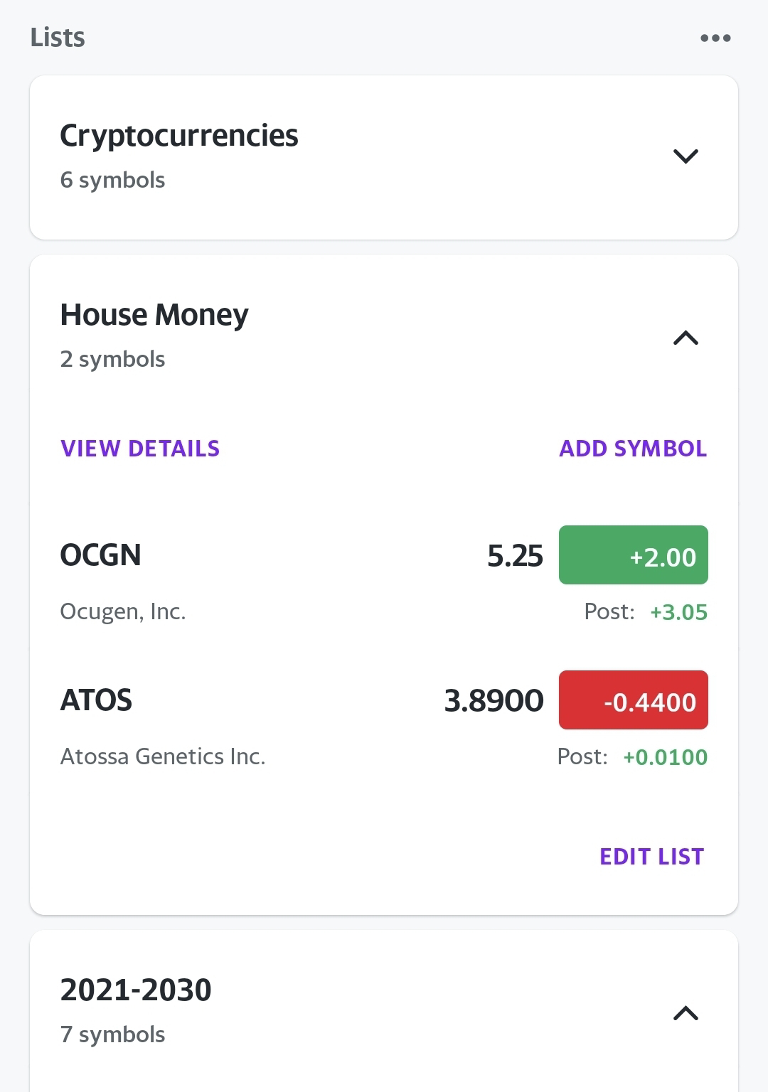 OCGN position overview