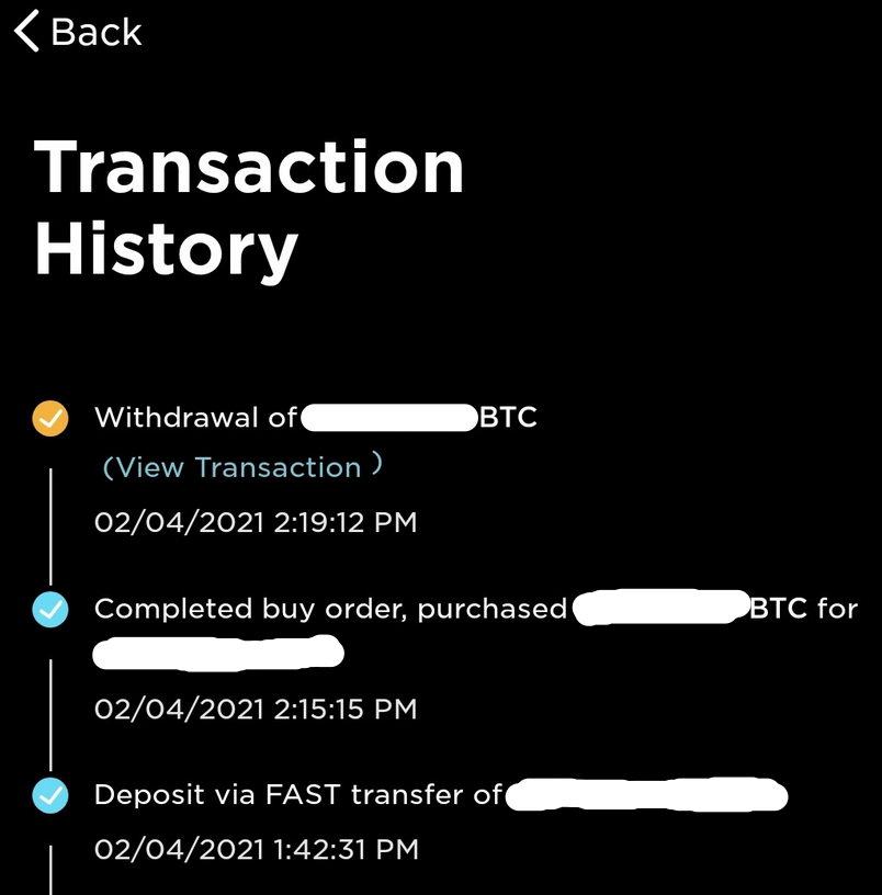 Bitcoin purchase on exchange